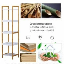 HOMCOM Etagère En Bambou De Salle De Bain étagère Debout 3 Paniers + 2 étagères Dim. 32L X 30l X 130H Cm Beige Blanc 10 HOMCOM Etagère En Bambou De Salle De Bain étagère Debout 3 Paniers + 2 étagères Dim. 32L X 30l X 130H Cm Beige Blanc -Paris Prix boutique B2CD 2689