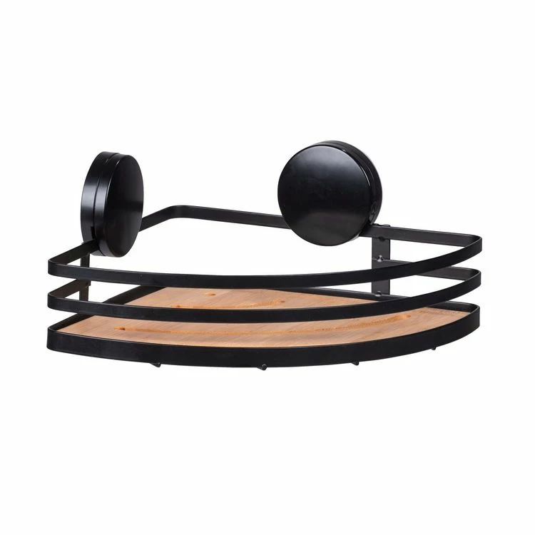 Wenko Support Mural Angulaire Static-Loc Collection Alba Pour Salle De Bain - Noir Et Bois 1 Wenko Support Mural Angulaire Static-Loc Collection Alba Pour Salle De Bain - Noir Et Bois