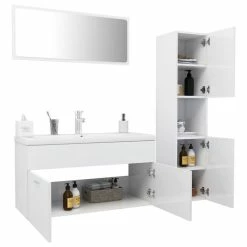VIDAXL Ensemble De Meubles De Salle De Bain Blanc Brillant Agglomere -Paris Prix boutique B2CD 2705