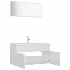 VIDAXL Ensemble De Meubles De Salle De Bain Blanc Brillant Agglomere 10 VIDAXL Ensemble De Meubles De Salle De Bain Blanc Brillant Agglomere -Paris Prix boutique B2CD 2738