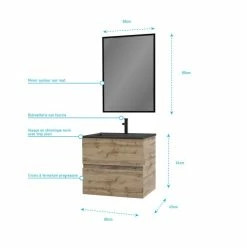 Aurlane Pack Meuble SDB 60cm Suspendu 2 Tiroirs Chene_Vasque Noire + Miroir - TIMBER 60_Pack07 8 Aurlane Pack Meuble SDB 60cm Suspendu 2 Tiroirs Chene_Vasque Noire + Miroir - TIMBER 60_Pack07 -Paris Prix boutique B2CD 274