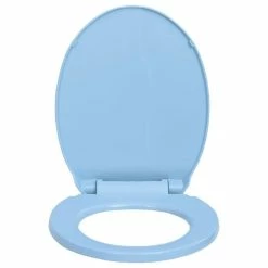 VIDAXL Siege De Toilette A Fermeture En Douceur Bleu Ovale -Paris Prix boutique B2CD 2766