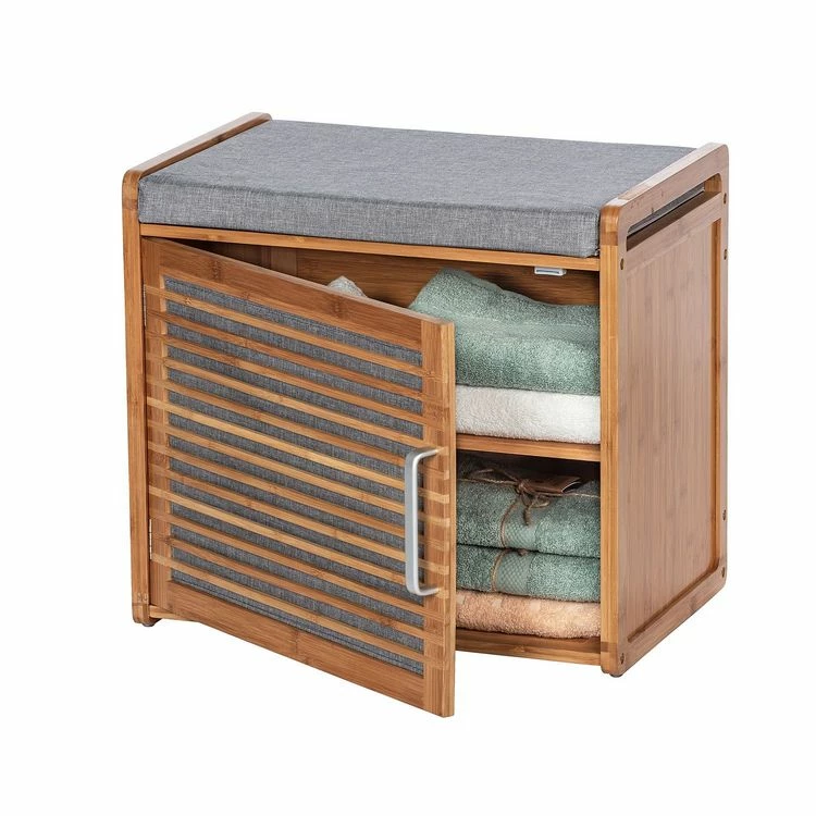 Wenko Banc Armoire De Salle De Bain En Bambou Bahari - L. 50 X H. 45 Cm - Gris 1 Wenko Banc Armoire De Salle De Bain En Bambou Bahari - L. 50 X H. 45 Cm - Gris