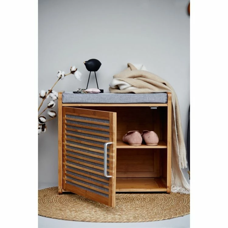 Wenko Banc Armoire De Salle De Bain En Bambou Bahari - L. 50 X H. 45 Cm - Gris 4 Wenko Banc Armoire De Salle De Bain En Bambou Bahari - L. 50 X H. 45 Cm - Gris – Image 4