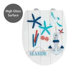 Wenko Abattant WC En MDF Design Bord De Mer Seaside - Blanc