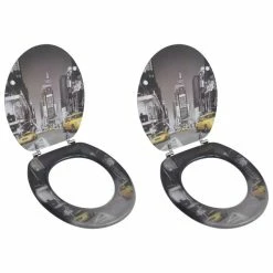 VIDAXL Sieges De Toilette Avec Couvercles 2 Pcs MDF New York