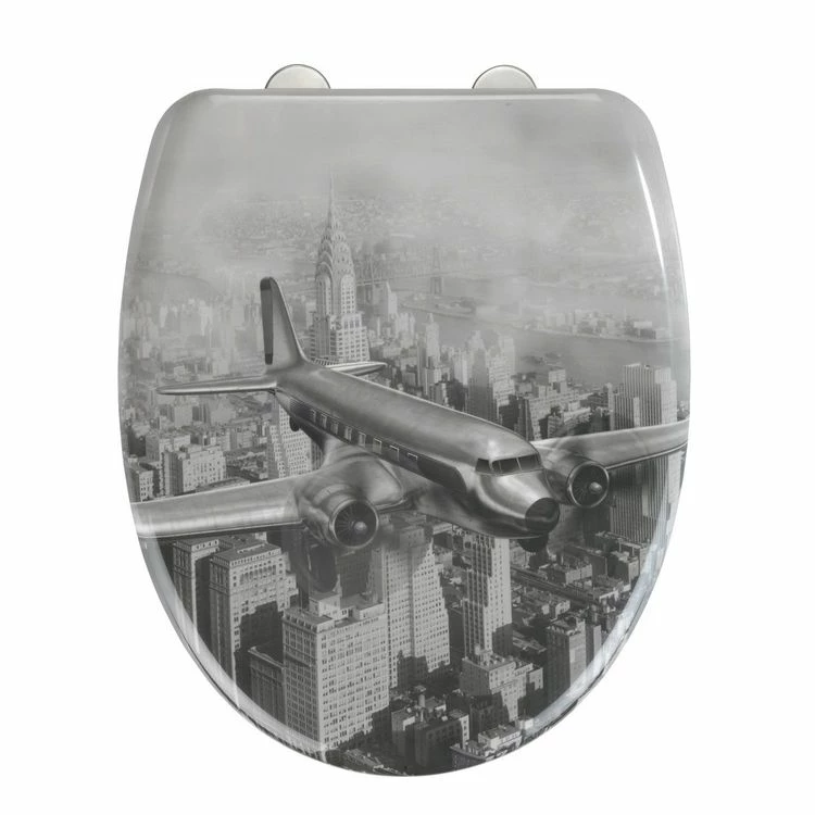Wenko Abattant WC Old-Time Plane - Gris Et Blanc 2 Wenko Abattant WC Old-Time Plane - Gris Et Blanc – Image 2
