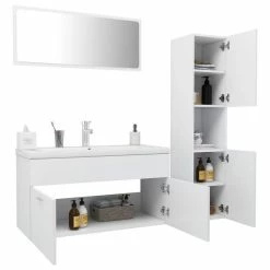 VIDAXL Ensemble De Meubles De Salle De Bain Blanc Agglomere 8 VIDAXL Ensemble De Meubles De Salle De Bain Blanc Agglomere -Paris Prix boutique B2CD 2911