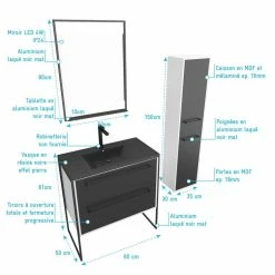 Aurlane Ensemble Meuble De Salle De Bain 80x50 Cm - Vasque Noir Effet Pierre + Colonne + Miroir 7 Aurlane Ensemble Meuble De Salle De Bain 80x50 Cm - Vasque Noir Effet Pierre + Colonne + Miroir -Paris Prix boutique B2CD 298