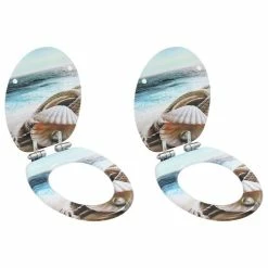 VIDAXL 2pcs Sieges WC MDF Et Couvercle A Fermeture En Douceur Coquille