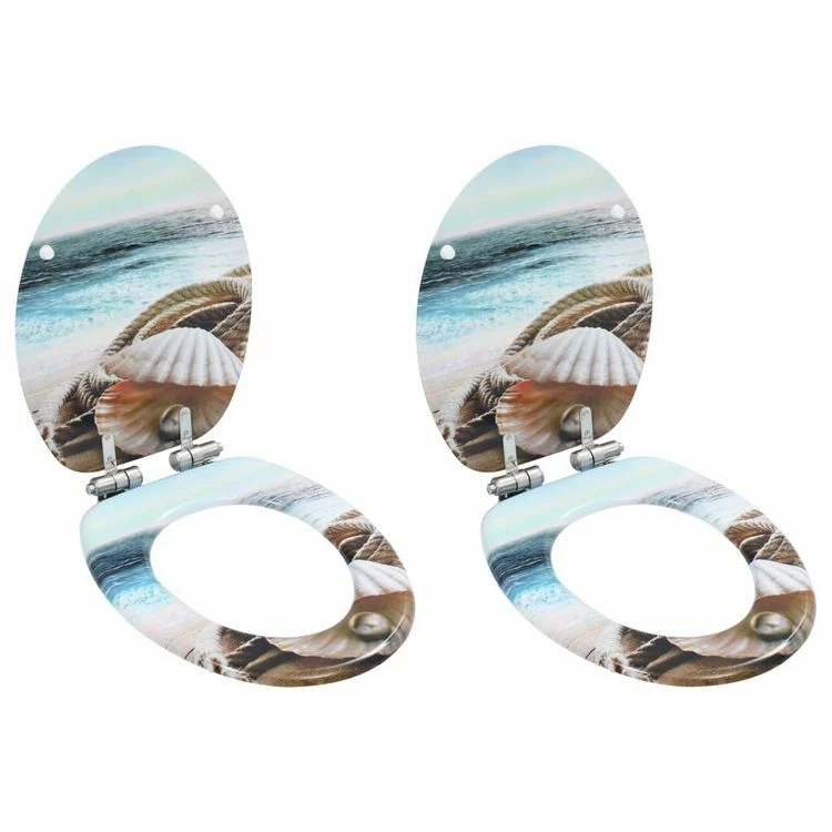 VIDAXL 2pcs Sieges WC MDF Et Couvercle A Fermeture En Douceur Coquille 1 VIDAXL 2pcs Sieges WC MDF Et Couvercle A Fermeture En Douceur Coquille