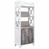 VIDAXL Armoire De Salle De Bain Blanc Et Marron 46x24x116 Cm Paulownia