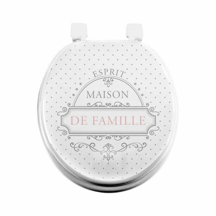 Paris Prix Abattant WC Imprimé Maison De Famille 47cm Gris 1 Paris Prix Abattant WC Imprimé Maison De Famille 47cm Gris