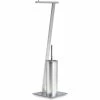 IDIMEX Porte-papier Toilette VARESE Avec Brosse, Dérouleur Papier WC, Support Pour Papier Toilette En Métal Satiné Et Socle En Métal Gris