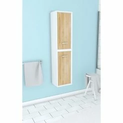 Aurlane COLONNE DE SALLE DE BAIN SCANDINAVE BLANC A SUSPENDRE - H150xP25xL35cm - NORDIK NATURLIG