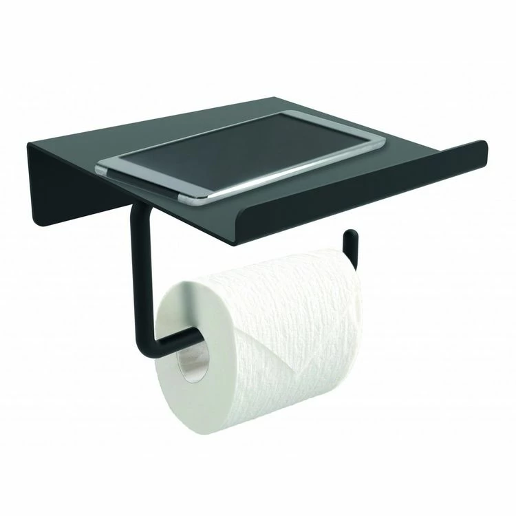 CENTRALE BRICO Dérouleur à Papier WC Métal Avec Tablette, Noir 1 CENTRALE BRICO Dérouleur à Papier WC Métal Avec Tablette, Noir