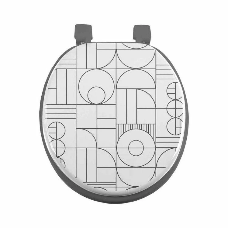 Paris Prix Abattant WC Imprimé Metrix 47cm Gris 1 Paris Prix Abattant WC Imprimé Metrix 47cm Gris