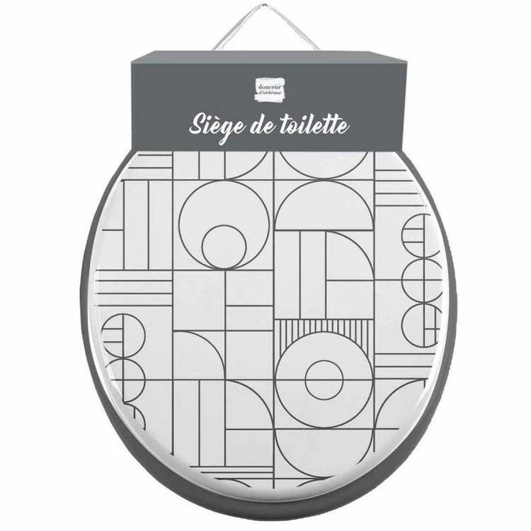Paris Prix Abattant WC Imprimé Metrix 47cm Gris 2 Paris Prix Abattant WC Imprimé Metrix 47cm Gris – Image 2