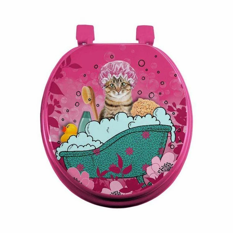 Paris Prix Abattant WC Imprimé Chatibulle 47cm Rose 1 Paris Prix Abattant WC Imprimé Chatibulle 47cm Rose