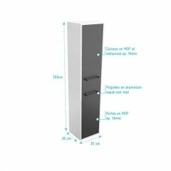 Aurlane Colonne De Salle De Bain Blanche 30x35x150 Cm Avec 2 Portes Et Poignées Noir Mat - STRUCTURA P026 8 Aurlane Colonne De Salle De Bain Blanche 30x35x150 Cm Avec 2 Portes Et Poignées Noir Mat - STRUCTURA P026 -Paris Prix boutique B2CD 315