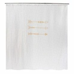 ALLIBERT Rideau De Douche Design Ethnique ARROW GOLD - 180 X 200 - Blanc