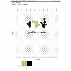 ALLIBERT Rideau De Douche Tropical CACTUSA - 180 X 200 Cm - Blanc