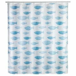 Wenko Rideau De Douche Design Marin Aqua - Polyester - 180 X 200 Cm - Blanc