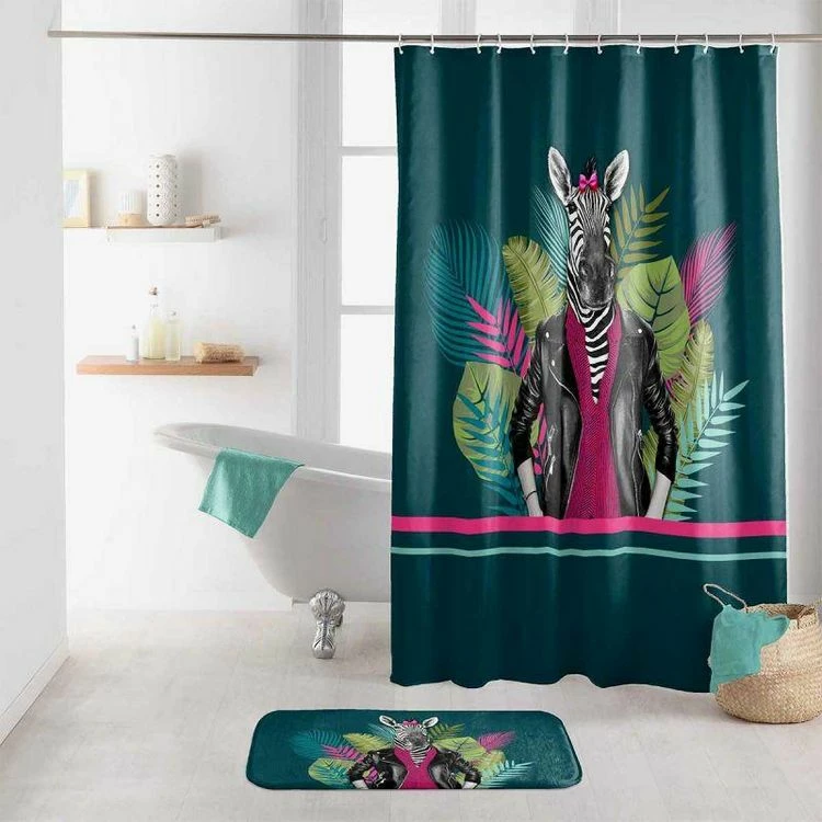 Paris Prix Rideau De Douche Imprimé Marty 180x200cm Vert 1 Paris Prix Rideau De Douche Imprimé Marty 180x200cm Vert