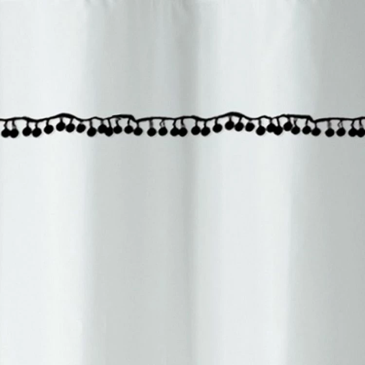 GUY LEVASSEUR Rideau De Douche Uni Blanc Pompons 180x200cm Pompons 6 GUY LEVASSEUR Rideau De Douche Uni Blanc Pompons 180x200cm Pompons – Image 6