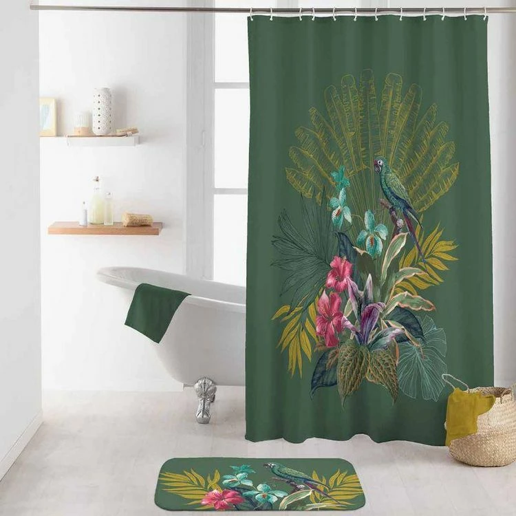 Paris Prix Rideau De Douche Equatorial 180x200cm Vert 1 Paris Prix Rideau De Douche Equatorial 180x200cm Vert