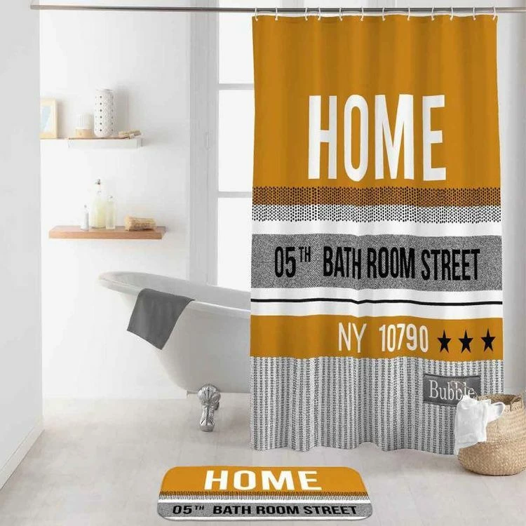 Paris Prix Rideau De Douche Street 180x200cm Ocre & Gris 1 Paris Prix Rideau De Douche Street 180x200cm Ocre & Gris