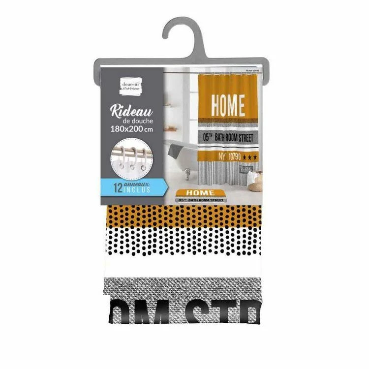 Paris Prix Rideau De Douche Street 180x200cm Ocre & Gris 2 Paris Prix Rideau De Douche Street 180x200cm Ocre & Gris – Image 2