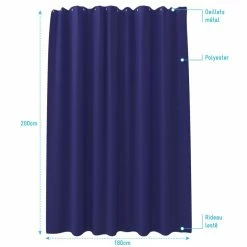 Galedo Rideau De Douche Et Baignoire - 180x200 - Polyester - BLEU MARINE -Paris Prix boutique B2CD 3517