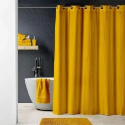 Paris Prix Rideau De Douche Dotty 180x200cm Ocre -Paris Prix boutique B2CD 3600
