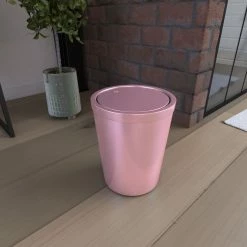 Aurlane Poubelle à Couvercle Oscillant Capacité 5L - WHEELTOP CHROME ROSE