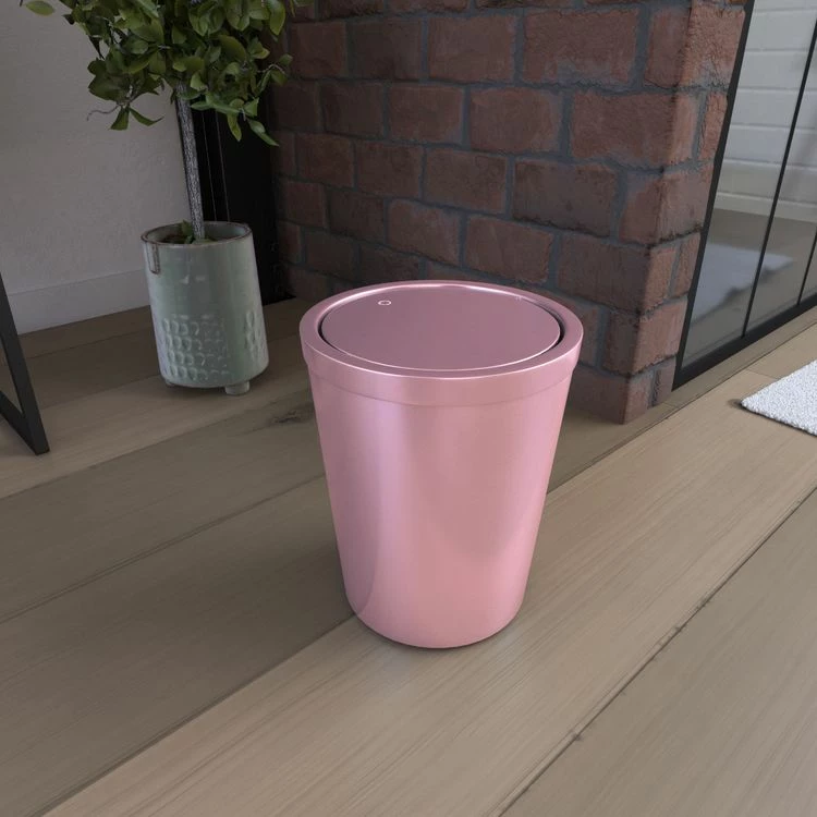 Aurlane Poubelle à Couvercle Oscillant Capacité 5L - WHEELTOP CHROME ROSE 1 Aurlane Poubelle à Couvercle Oscillant Capacité 5L - WHEELTOP CHROME ROSE