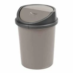 Paris Prix Poubelle De Salle De Bain Shivo 1,5L Taupe