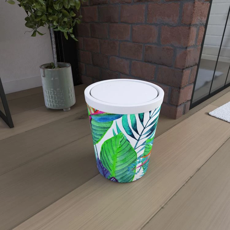 Aurlane Poubelle à Couvercle Oscillant Capacité 5L - WHEELTOP JUNGLE Et BLANC MAT 1 Aurlane Poubelle à Couvercle Oscillant Capacité 5L - WHEELTOP JUNGLE Et BLANC MAT