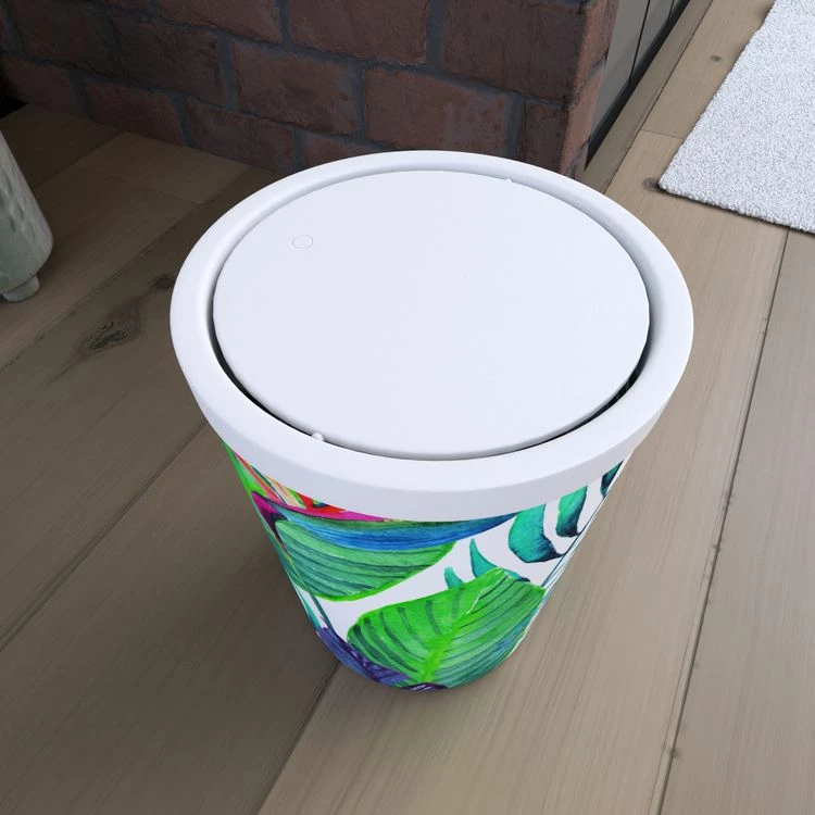 Aurlane Poubelle à Couvercle Oscillant Capacité 5L - WHEELTOP JUNGLE Et BLANC MAT 2 Aurlane Poubelle à Couvercle Oscillant Capacité 5L - WHEELTOP JUNGLE Et BLANC MAT – Image 2