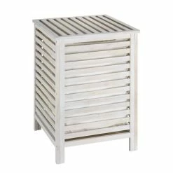 Wenko Panier à Linge En Bois Norway - L. 45 X H. 65 Cm - Blanc