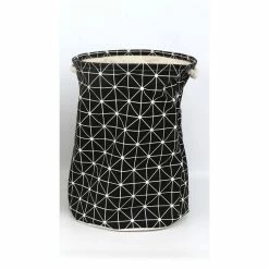 HEART OF THE HOME Panier à Linge Géométrique - Diam. 38 X H. 42 Cm - Noir