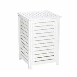 Wenko Panier à Linge En Bois Olso - L. 45 X H. 65 Cm - Blanc
