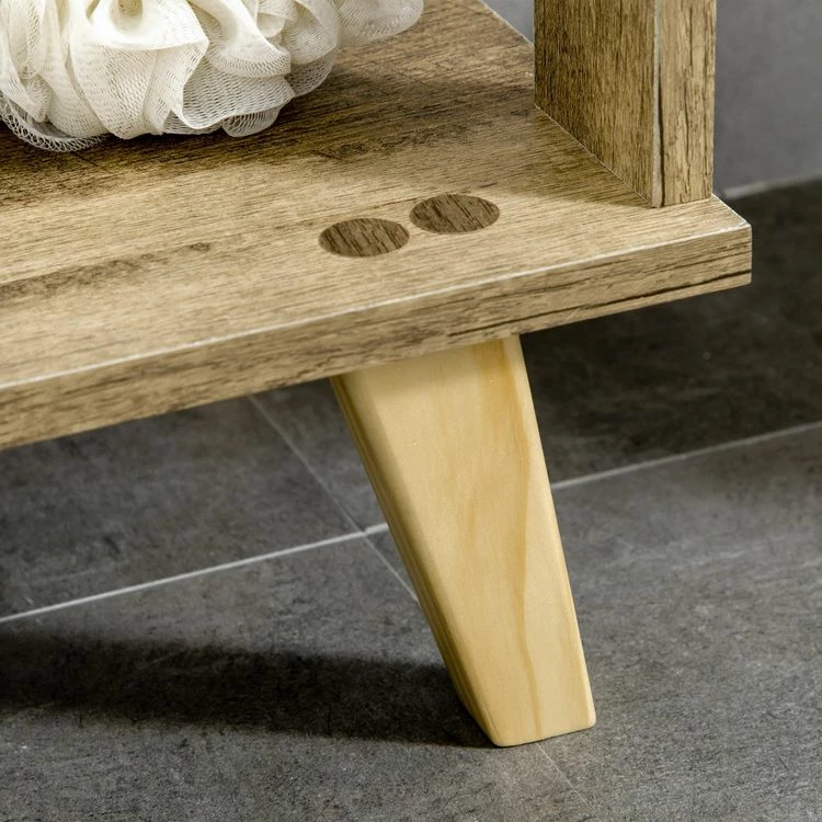 KLEANKIN Meuble De Rangement Bas De Salle De Bain Porte Tiroir 3 étagères Piètement Poignées Pin Panneaux Blanc Aspect Bois Naturel 6 KLEANKIN Meuble De Rangement Bas De Salle De Bain Porte Tiroir 3 étagères Piètement Poignées Pin Panneaux Blanc Aspect Bois Naturel – Image 6