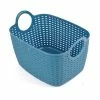 Paris Prix Panier à Linge Arrondi Tressé 12L Bleu Paon