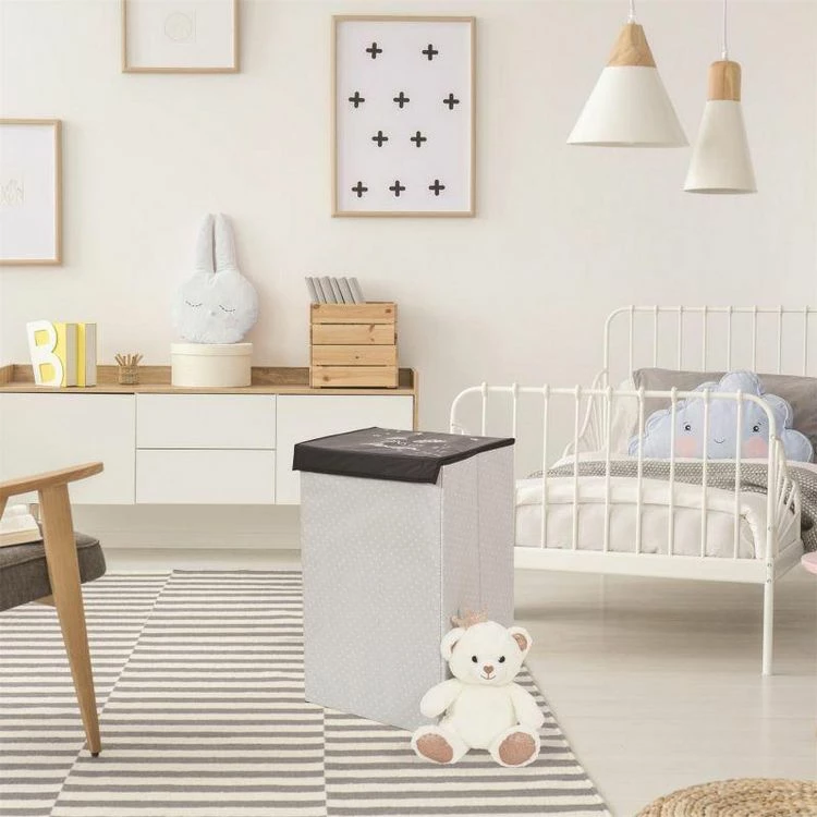 Paris Prix Panier à Linge Pliable Garçon 58cm Noir & Blanc 5 Paris Prix Panier à Linge Pliable Garçon 58cm Noir & Blanc – Image 5