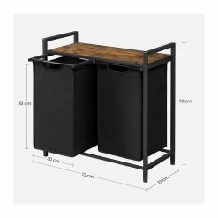CALICOSY Panier à Linge Avec 2 Sacs En Tissu Oxford Noir Et Cadre Métal - L73 X H72 Cm 8 CALICOSY Panier à Linge Avec 2 Sacs En Tissu Oxford Noir Et Cadre Métal - L73 X H72 Cm -Paris Prix boutique B2CD 3826