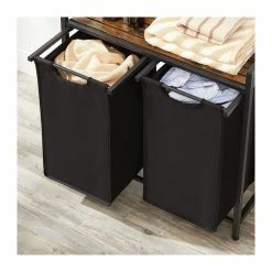 CALICOSY Panier à Linge Avec 2 Sacs En Tissu Oxford Noir Et Cadre Métal - L73 X H72 Cm 9 CALICOSY Panier à Linge Avec 2 Sacs En Tissu Oxford Noir Et Cadre Métal - L73 X H72 Cm -Paris Prix boutique B2CD 3827