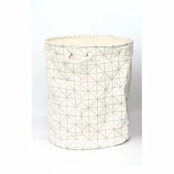 HEART OF THE HOME Panier à Linge Géométrique - Diam. 38 X H. 42 Cm - Blanc