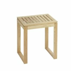 Wenko Tabouret De Salle De Bain En Bois Norway - H. 46 Cm - Marron Noix