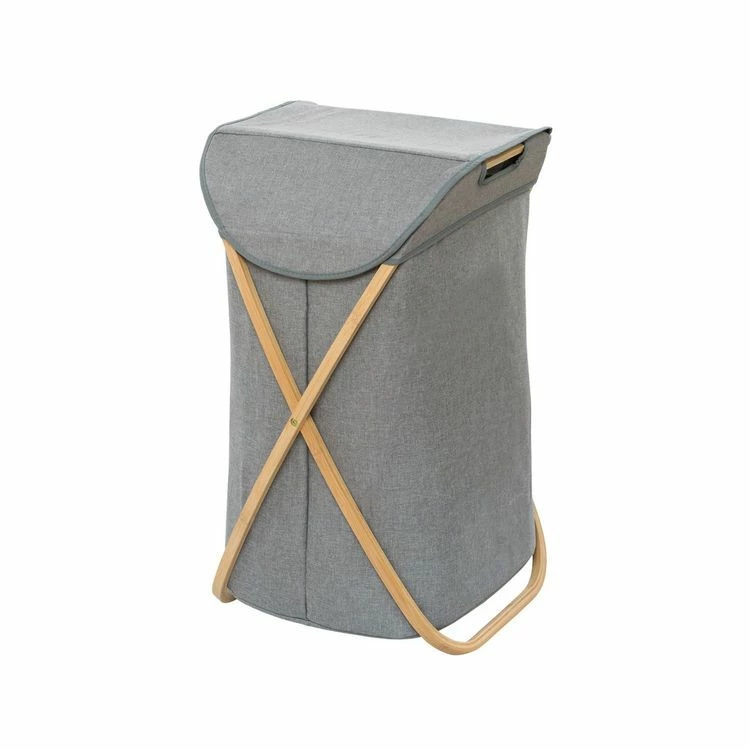 Wenko Panier à Linge En Bambou Bahari - 40 X H. 68 Cm - Gris 1 Wenko Panier à Linge En Bambou Bahari - 40 X H. 68 Cm - Gris